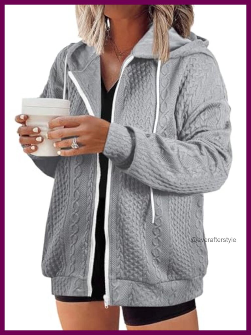 Plus Size Hoodie Zip Up Sweatshirt Long Sleeve Pockets Oversized